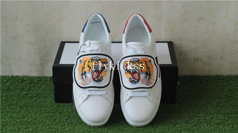 GC Ace Embroidered Sneaker White Tiger Pattern